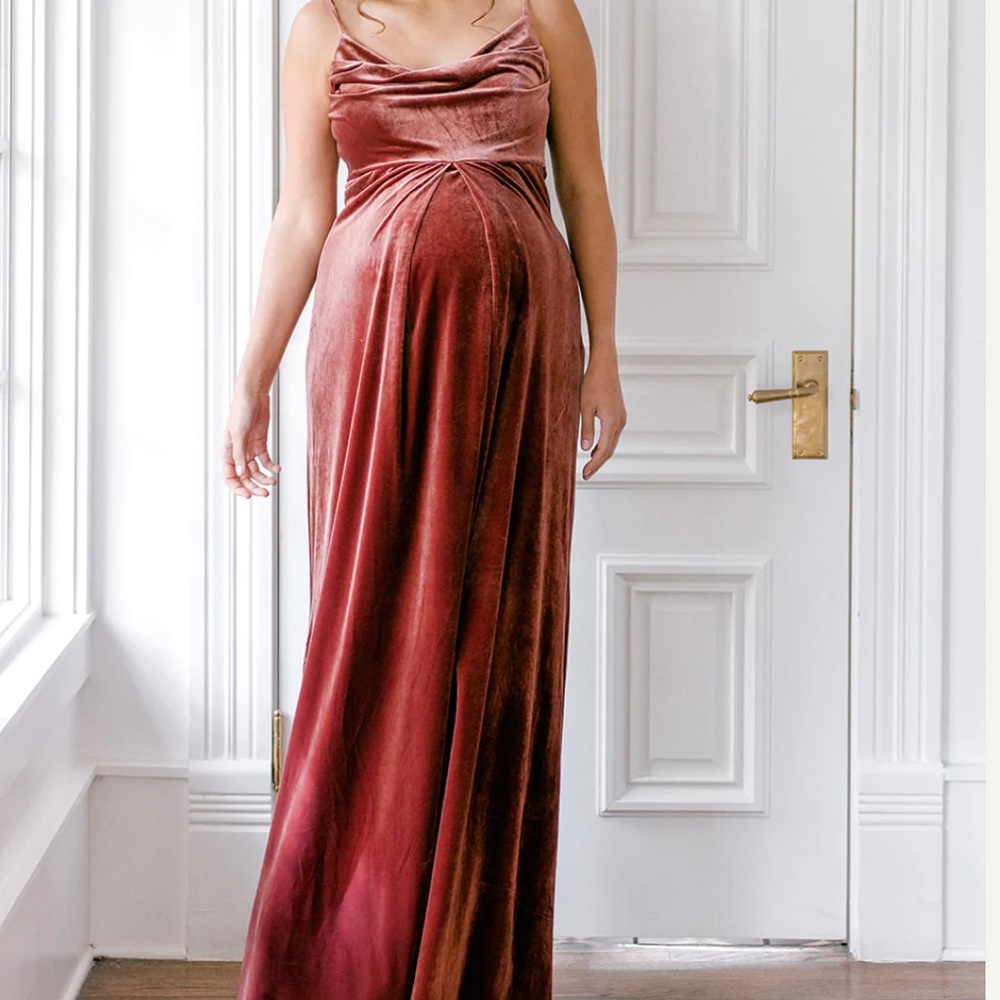 Revelry Maternity Skye Velvet dress - Terracotta
